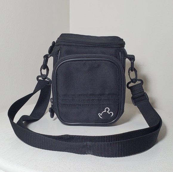 Mickey Mouse Camera Bag Zip Close Pockets Attachable Strap Black Canvas Disney - Picture 2 of 12